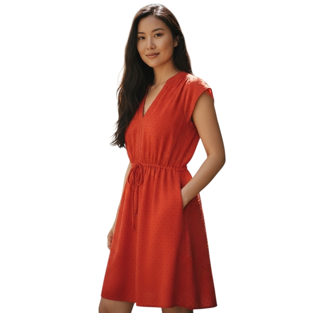 H&M v- neck red dress size 2